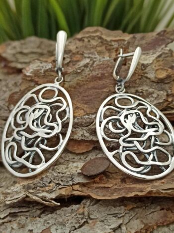 Ажурни дамски обеци от сребро 905E