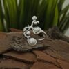 Сребърен пръстен с речна перла "Камелия"