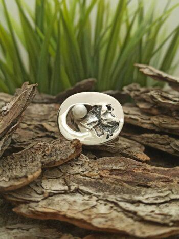 Дамски сребърен пръстен с перла