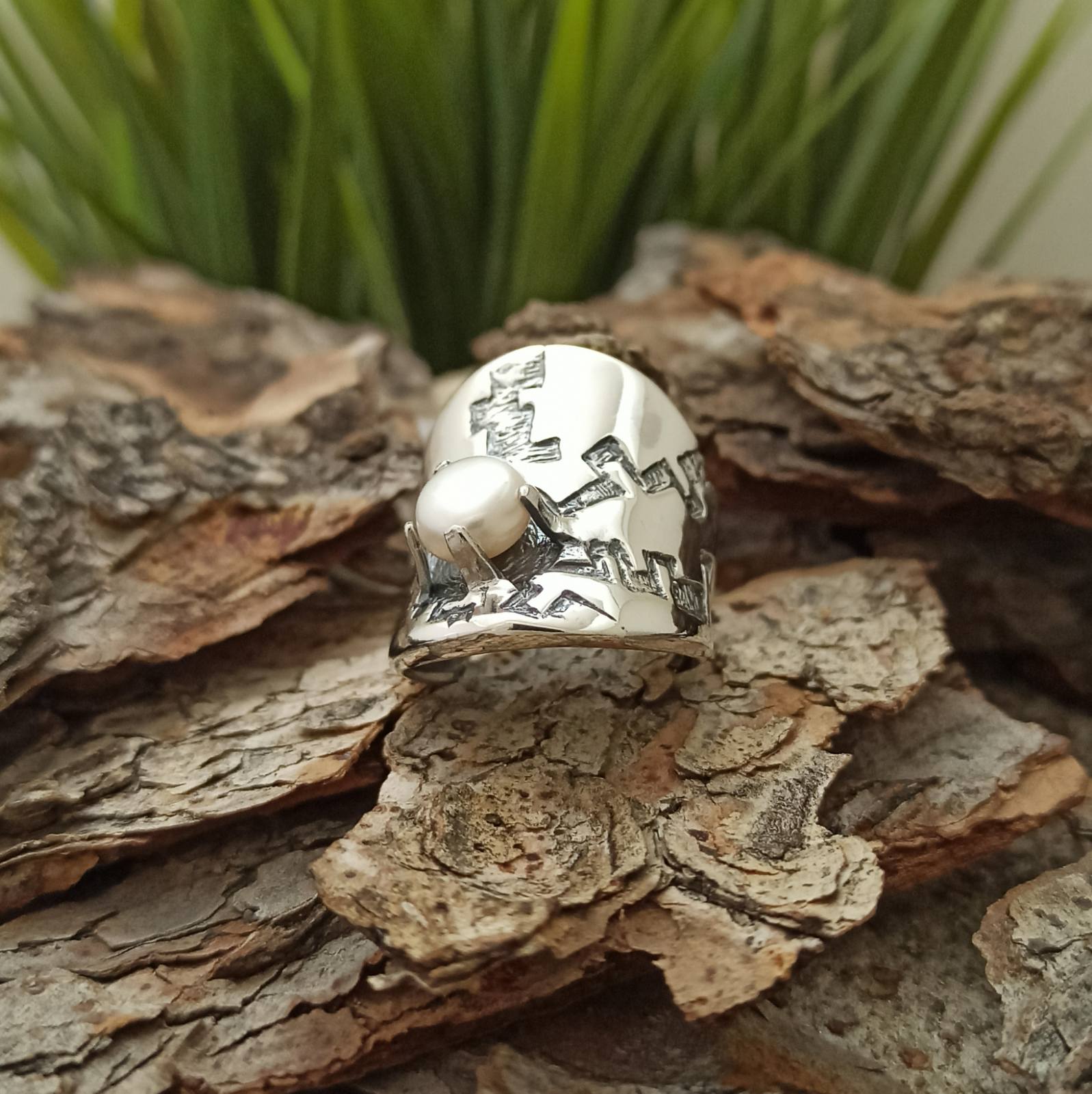 Дамски сребърен пръстен с перла 816R