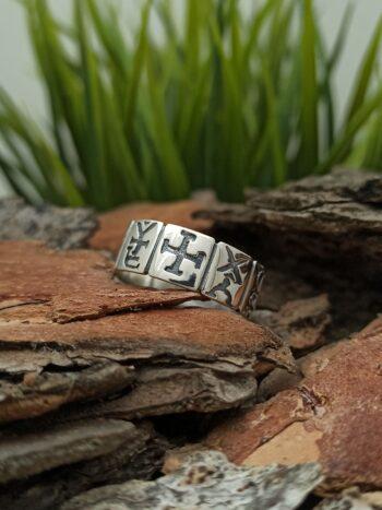 Мъжки сребърен пръстен с рунически символи