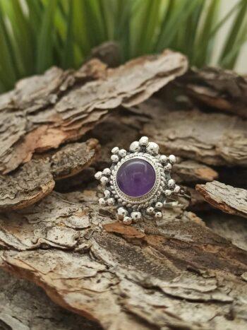 Пръстен с естествен камък аметист 1213R