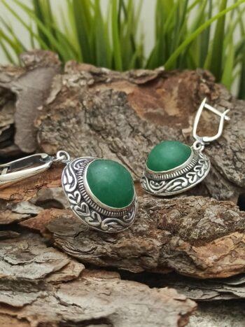 Сребърни обеци с авантюрин 1217E