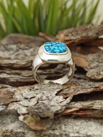 Пръстен инкрустиран с емайл и тюркоаз