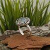 Дамски сребърен пръстен кръгла форма с прекрасна керамика