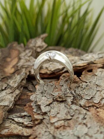 Сребърен пръстен с бял цирконий 115R