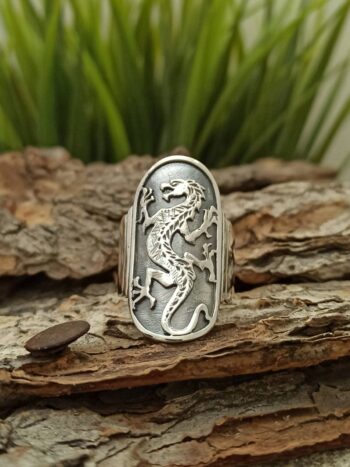 Сребърен пръстен с дракон 567R