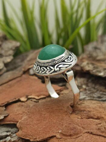 Дамски сребърен пръстен с авантюрин 1218R