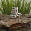 Дамски сребърен пръстен с многоцветна керамика