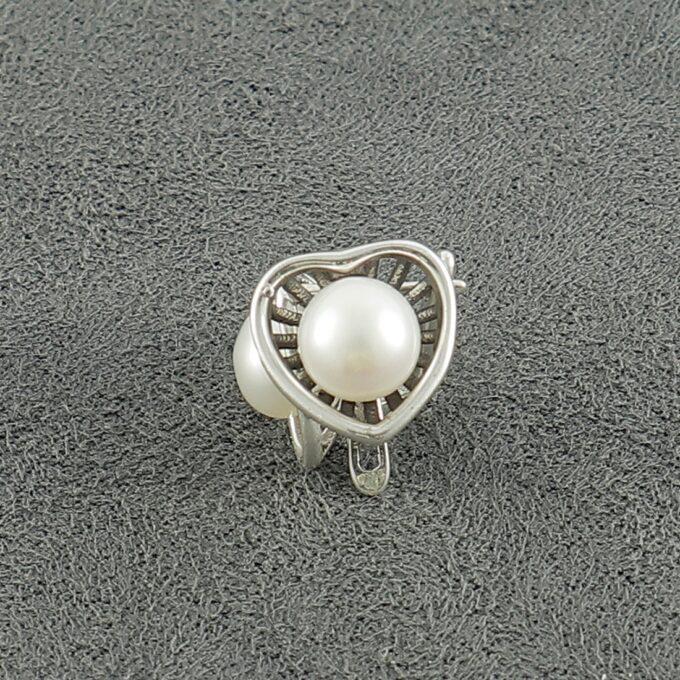Дамски сребърни обеци с речна перла 1384E с прецизна ръчна изработка от  Студио Николас