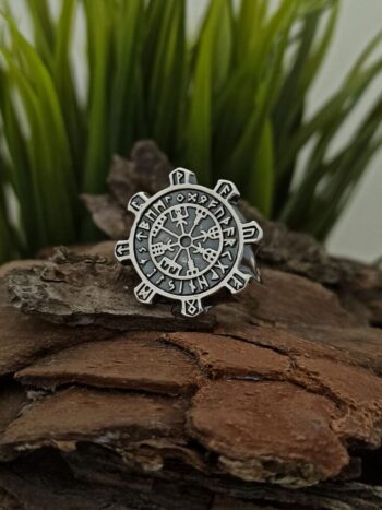 Сребърен пръстен с викингски компас 