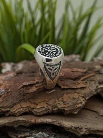 Пръстен с викингски компас „VEGVISIR“ 1421R