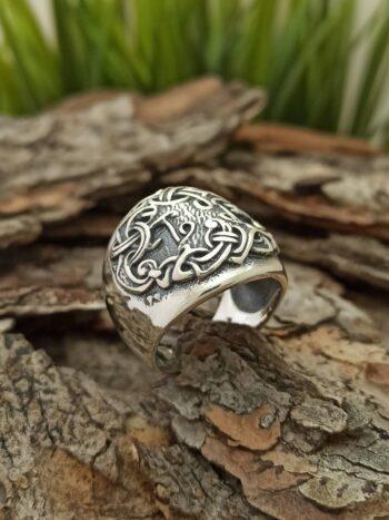 Масивен сребърен пръстен Дървото на живота Yggdrasil николас