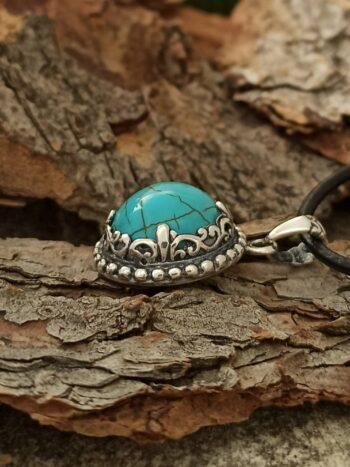 Сребърен медальон с тюркоаз 1247MT