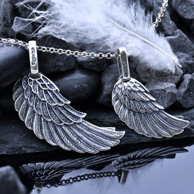 Дамски сребърен медальон Крило на Ангел ръчно изработен 27A от Студио Николас
