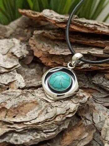 Сребърен медальон с тюркоаз 1231M