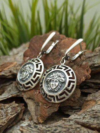 Сребърни обеци с образа на МЕДУЗА