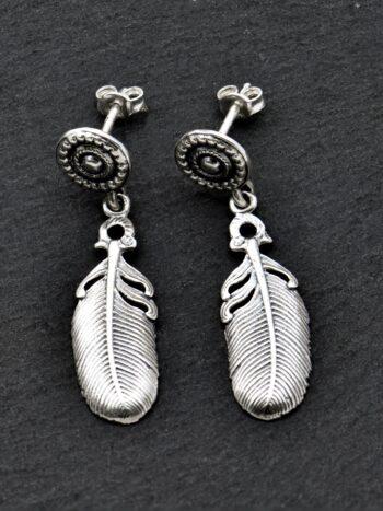 Дамски сребърни обеци с пера 15A