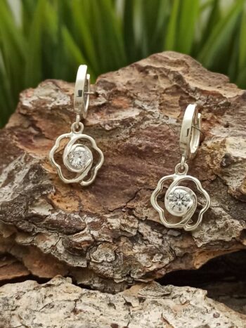 Дамски сребърни обеци с цирконий 025E