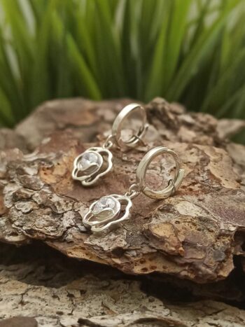 Дамски сребърни обеци с цирконий 025E