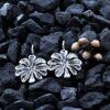 Ръчно изработени дамски сребърни обеци във формата на цвете 770E върбило от Студио Николас