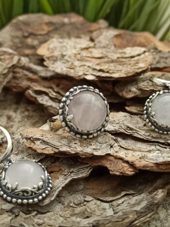 Сребърен комплект бижута с розов кварц