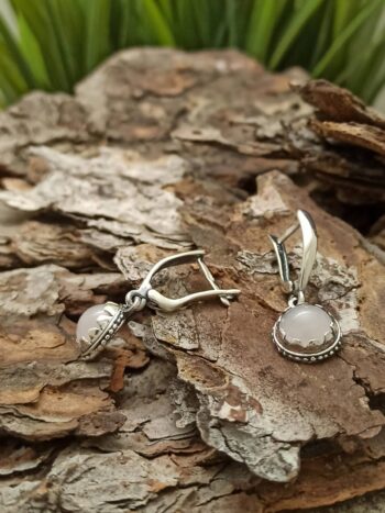 Сребърни обеци с розов кварц 1243E