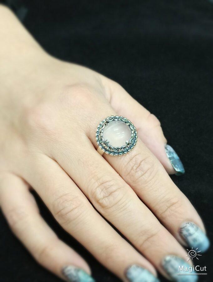 дамски сребърен пръстен с естествен камък по избор на клиента