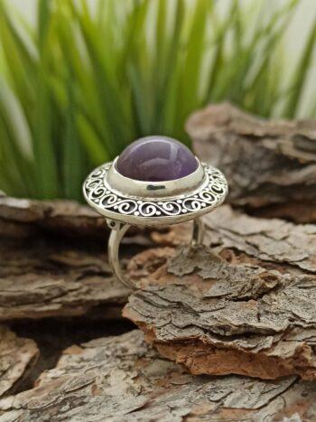 Сребърен пръстен с аметист „Окото на Назар“