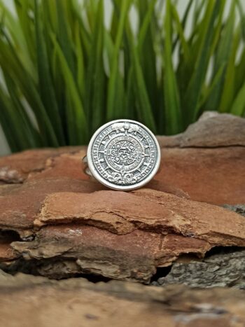 Сребърен пръстен с Вечният календар на маите