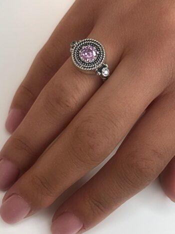 Сребърен пръстен с розов цирконий 1264R