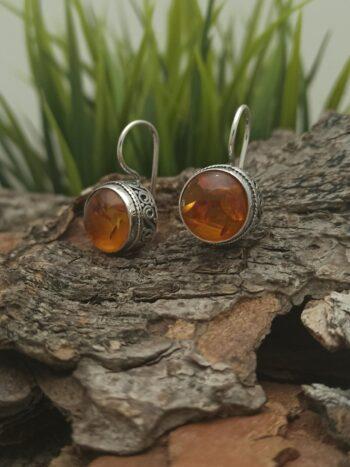 Обеци с кехлибари „Окото на Тигъра“