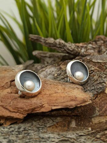 Сребърни обеци с речна перла 1322E