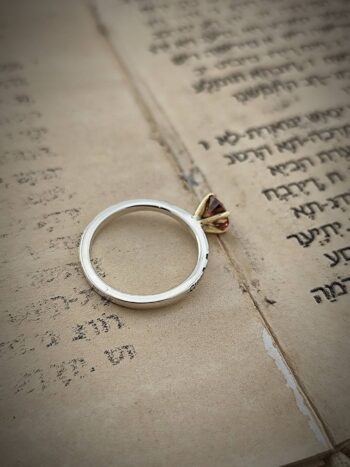 Сребърен пръстен от сребро и злато “Избирам само теб”