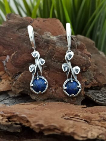 Дамски сребърни обеци с лазурит 1179EL