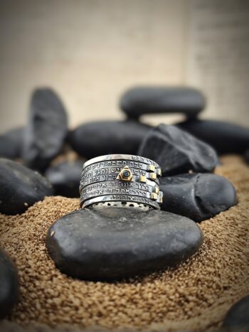 KABBALAH* сребърен пръстен с позлата СЕДЕМТЕ МОЛИТВЕНИ ДНИ