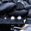 KABBALAH сребърни обеци-талисман 1453E с перла в короната