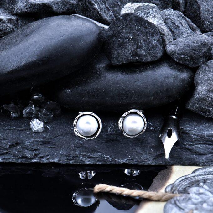 KABBALAH сребърни обеци-талисман 1453E с перла в короната