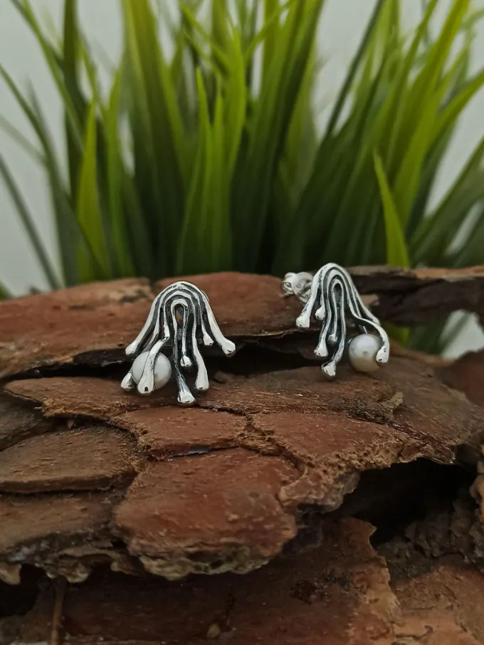 Дамски сребърни обеци “Клематис”