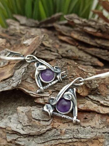 Дамски сребърни обеци с аметист