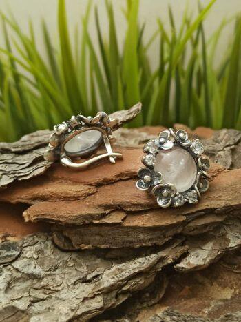 Сребърни обеци с планински кристал и циркони