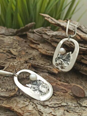 Дамски сребърни обеци с перли 066E