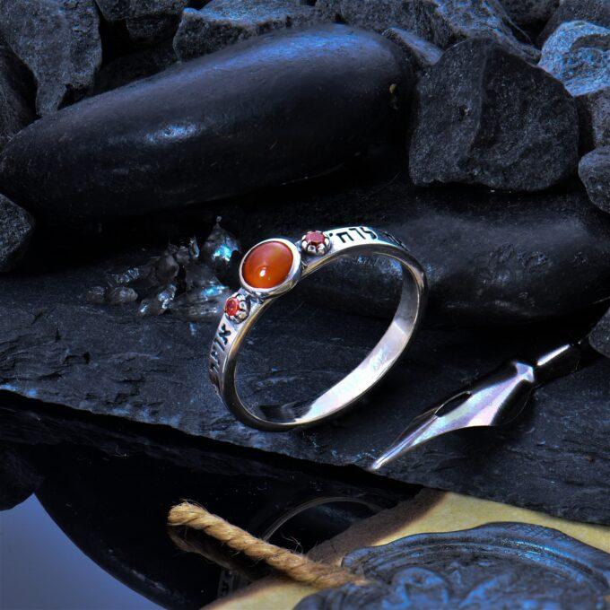 сребърен пръстен красиво и ръчно изработен от стърлингово сребро с карнеол и гранат благословия на добрите финанси щастие Nikolas