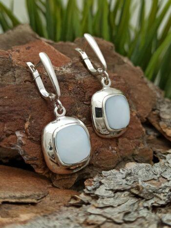 Сребърни обеци с бял седеф 625EB