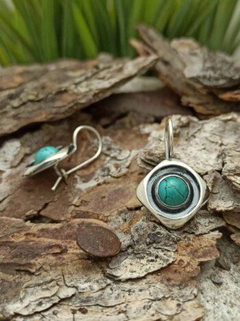 Дамски сребърни обеци с тюркоаз 1232E