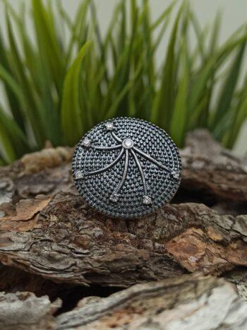 Сребърен пръстен с циркони 997R с оксидация