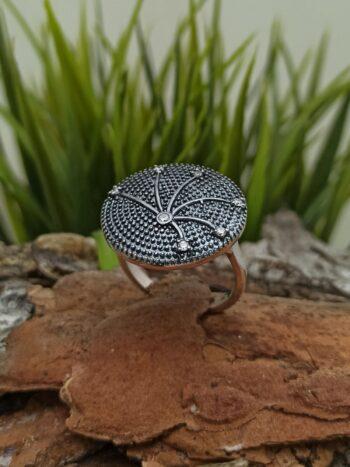 Сребърен пръстен с циркони 997R с оксидация