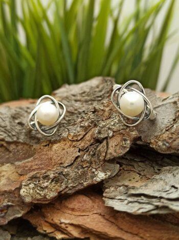 Сребърни обеци с речна перла 1507E