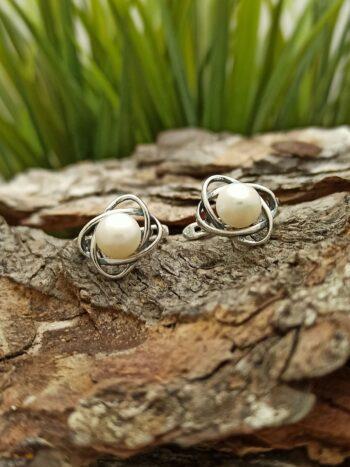 Сребърни обеци с речна перла 1507E