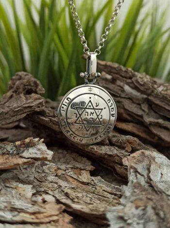 Кабала сребърен медальон Втори пентакъл на Юпитер Вълшебният печат за придобиване на слава, почести, богатства и спокойствие на ума